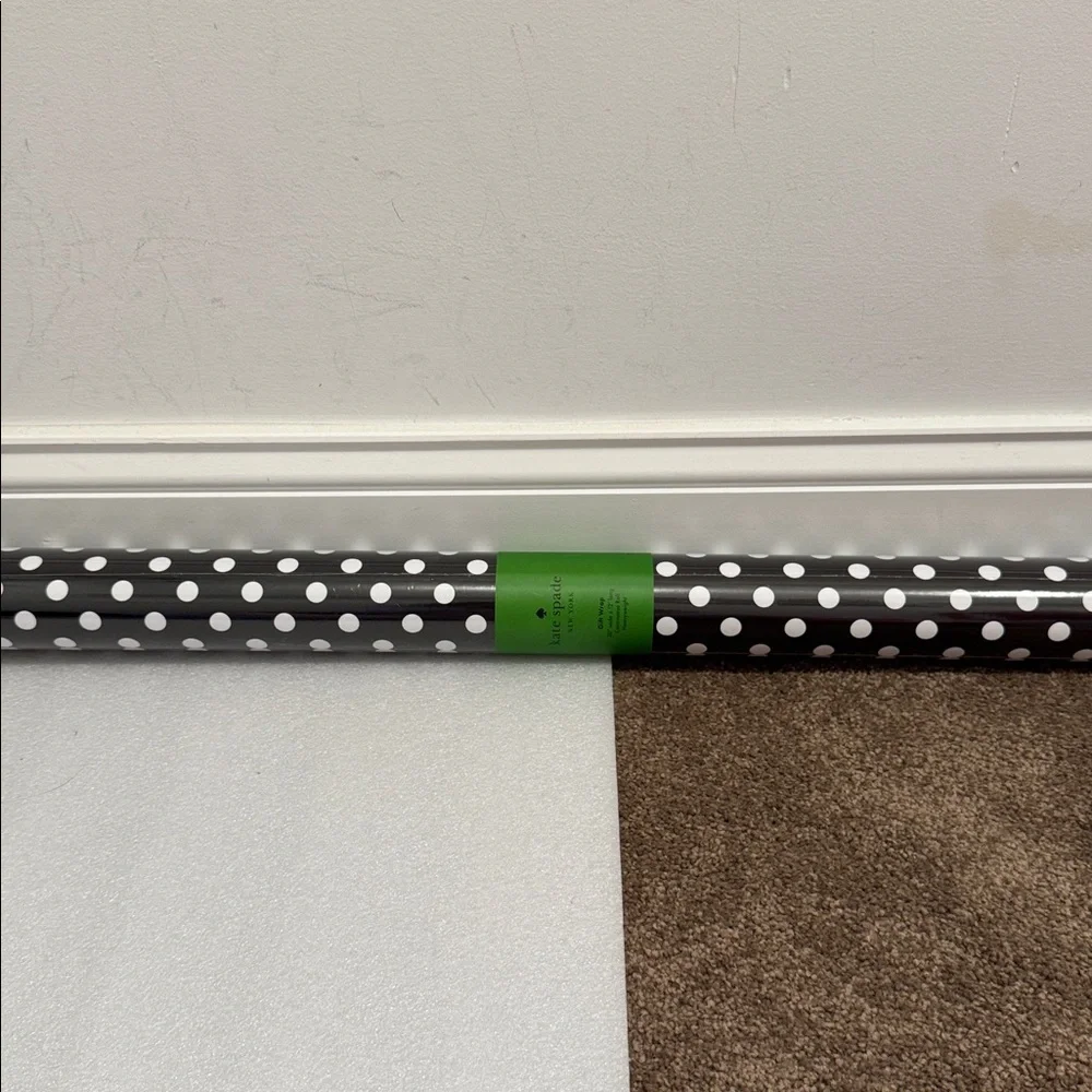 kate spade Black and White Polka Dot Gift Wrap Roll 30” x 12” NIP